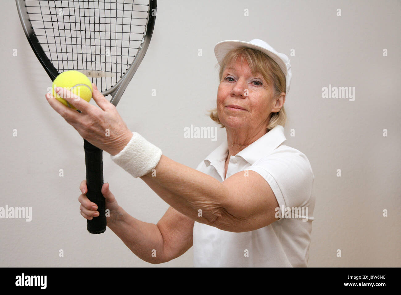 Senior giochi tennis Foto Stock
