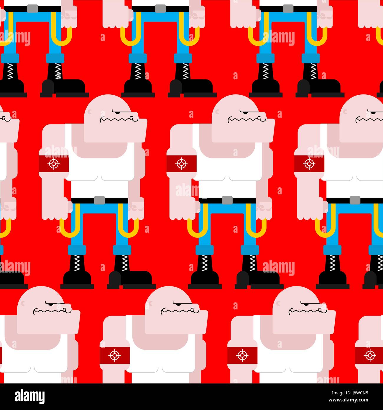 Skinhead seamless pattern. Bullo calcio sfondo. Arrabbiato Bad Hooligan Texture Illustrazione Vettoriale