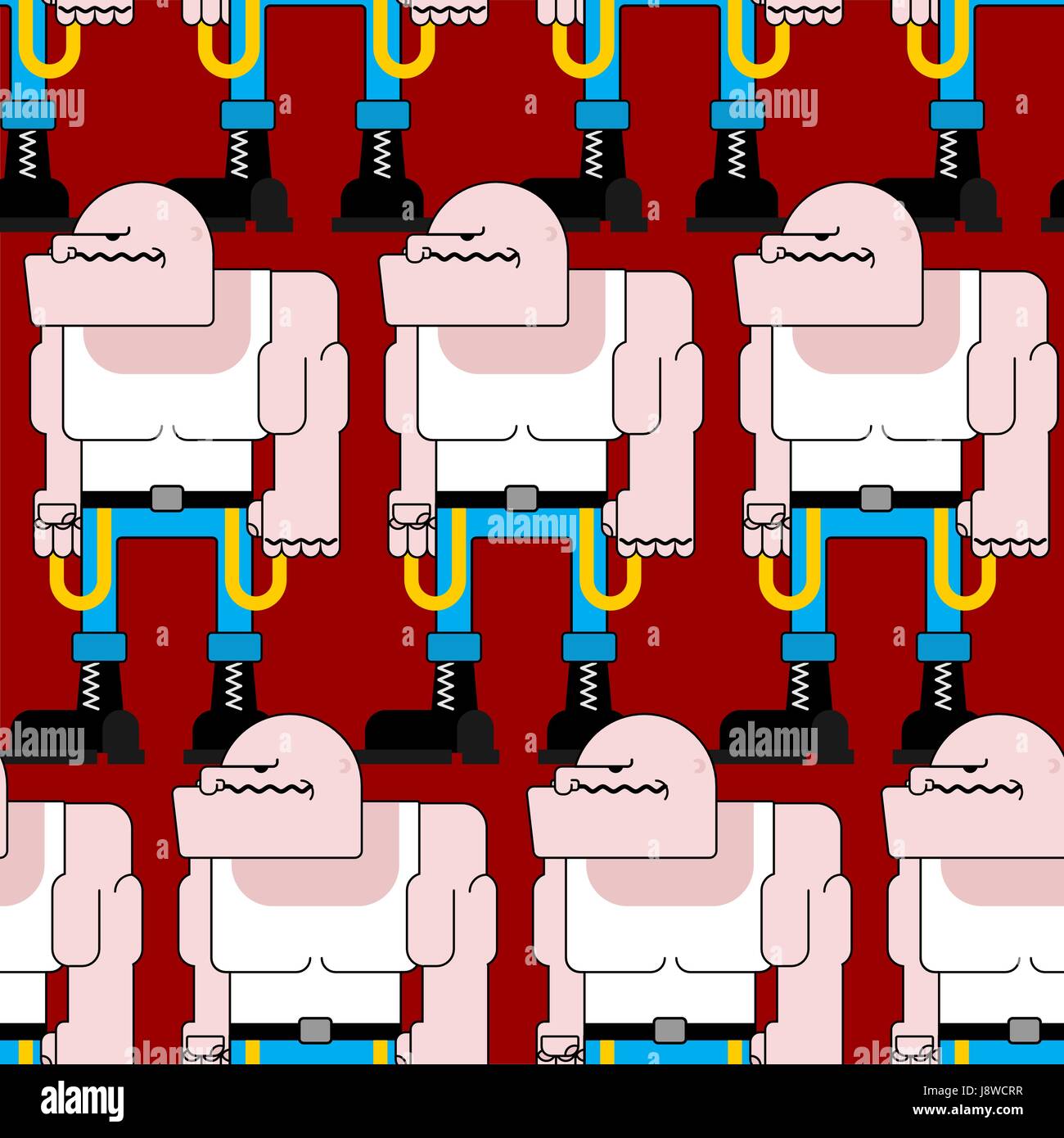 Skinhead seamless pattern. Bullo calcio sfondo. Arrabbiato Bad Hooligan Texture Illustrazione Vettoriale