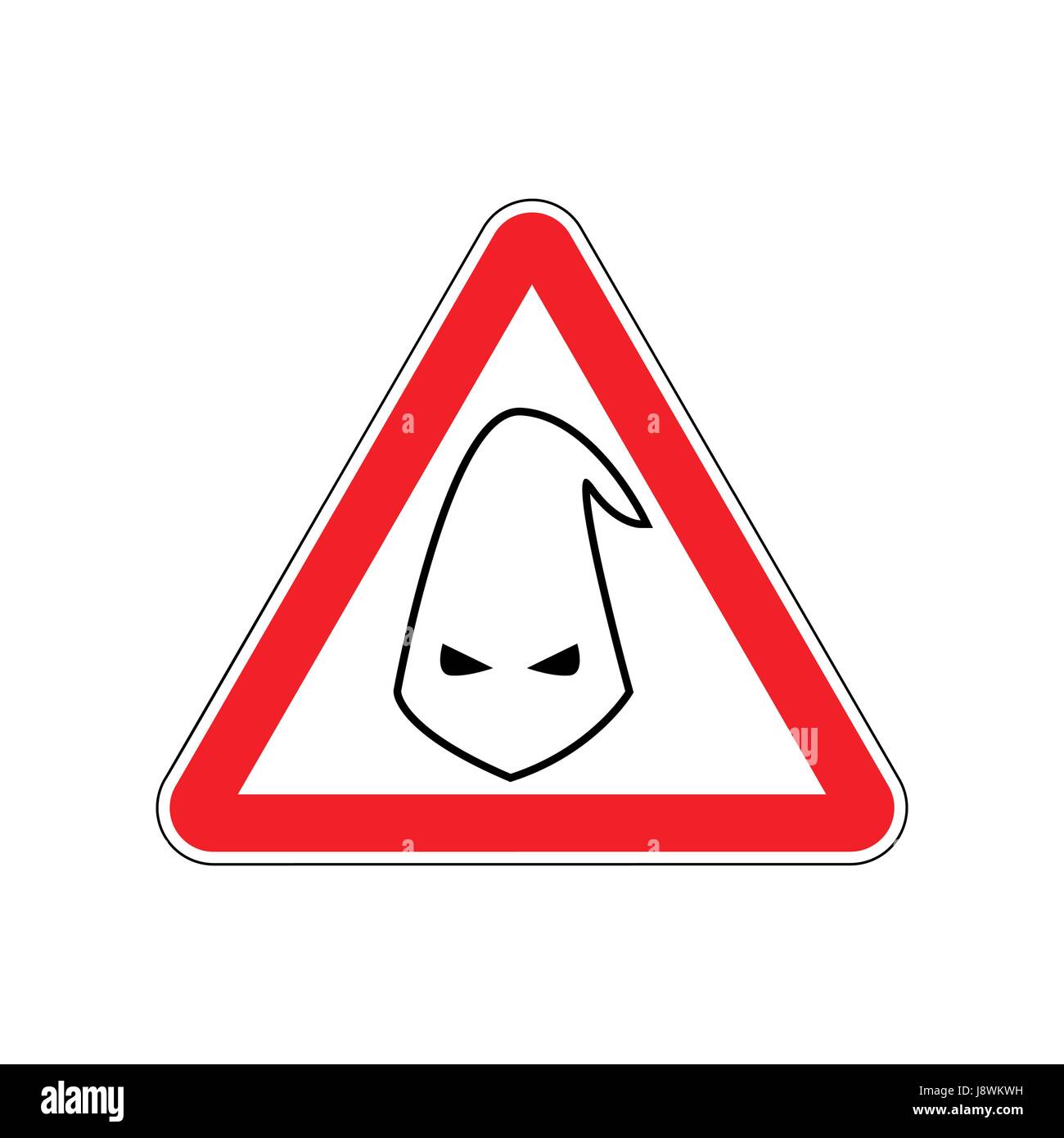 Attenzione il nazionalismo. Pericolo di razzismo red road sign. Ku Klux Klan Attenzione! Illustrazione Vettoriale