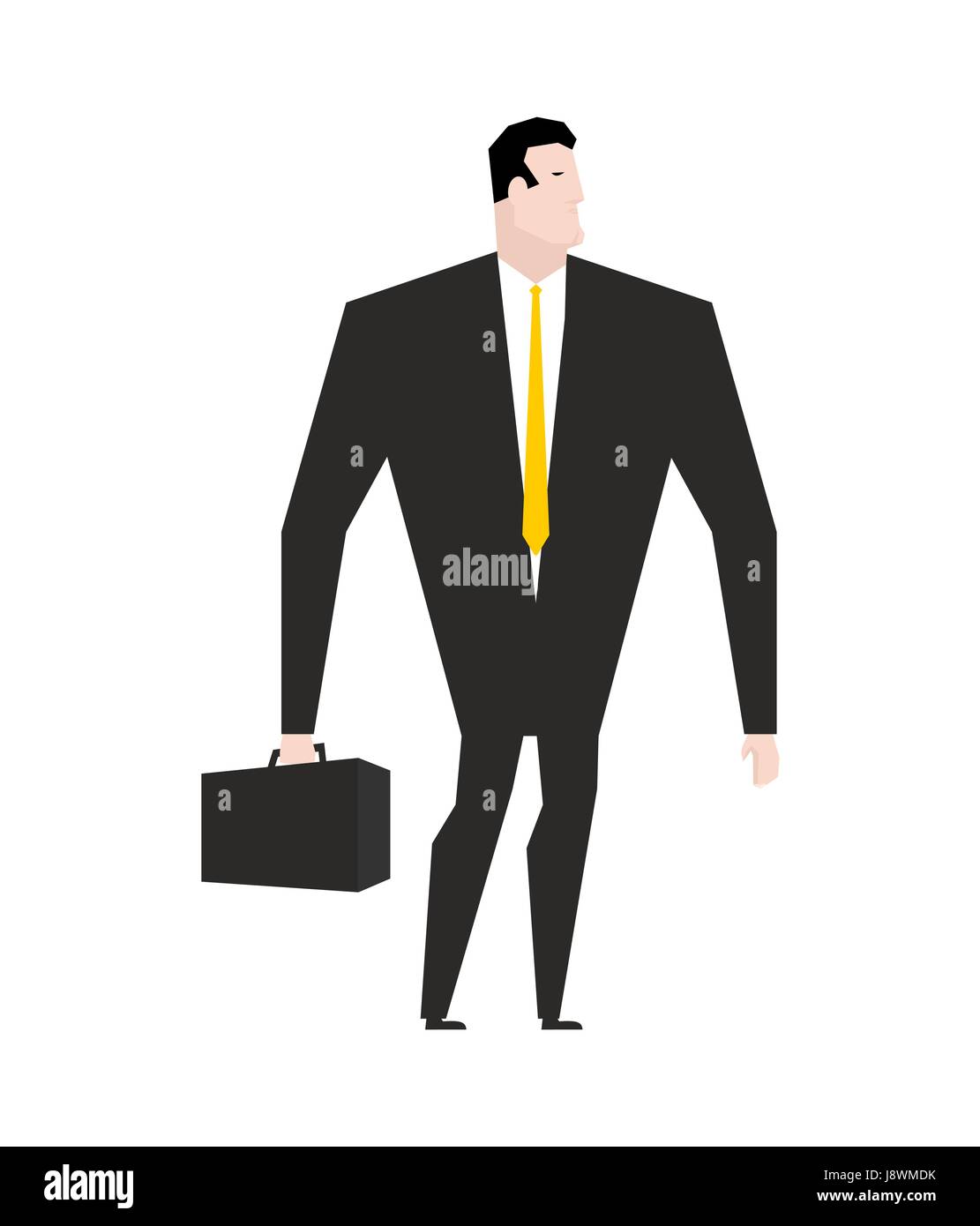 Imprenditore con valigetta. Manager in nero abito formale. Cravatta gialla.  Office plancton. Boss su sfondo bianco. Imprenditore maschio isolato  Immagine e Vettoriale - Alamy