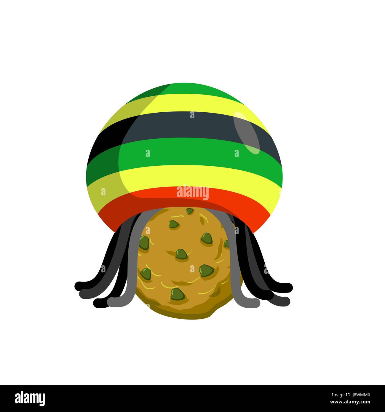 Rasta cookie. Rastafarian hat e dreadlocks e biscotti. Reggie cibo. farmaco dolci. Il giamaicano dolci. Rastafarians trattare Illustrazione Vettoriale