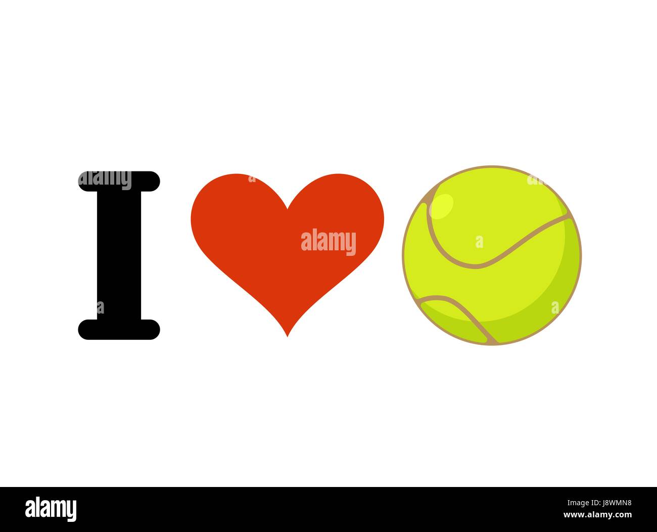 Io amo il tennis. Cuore e la sfera. Emblema per gli amanti dello sport Illustrazione Vettoriale