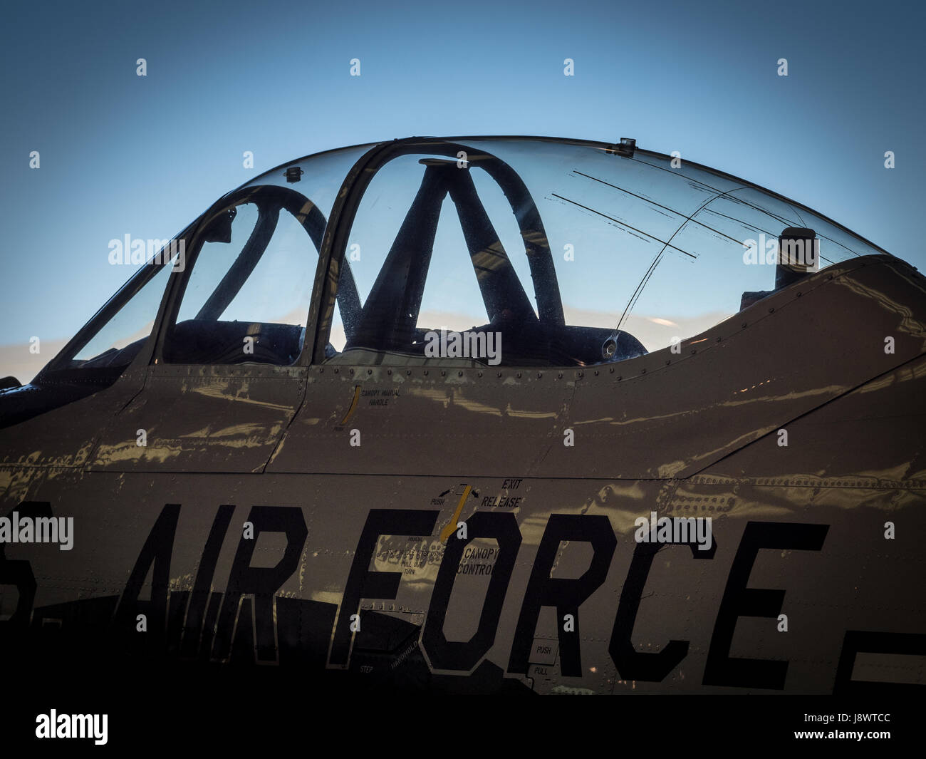 Dettaglio stilizzata di un air force jet cockpit Foto Stock