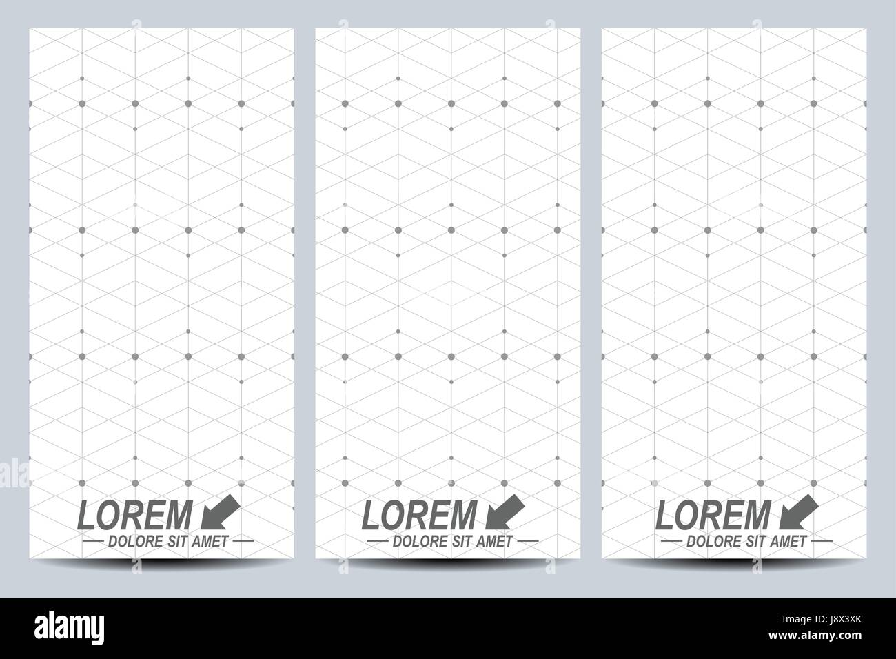 Set di vettore volantini. Sfondo grigio con cerchi. Flyer, web banner, card, vip, certificati regalo, voucher. Illustrazione Vettoriale