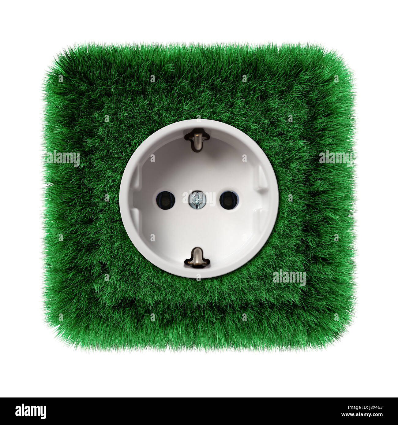 Verde, energia, potenza, elettricità, energia elettrica, uscita, socket, prato, Foto Stock