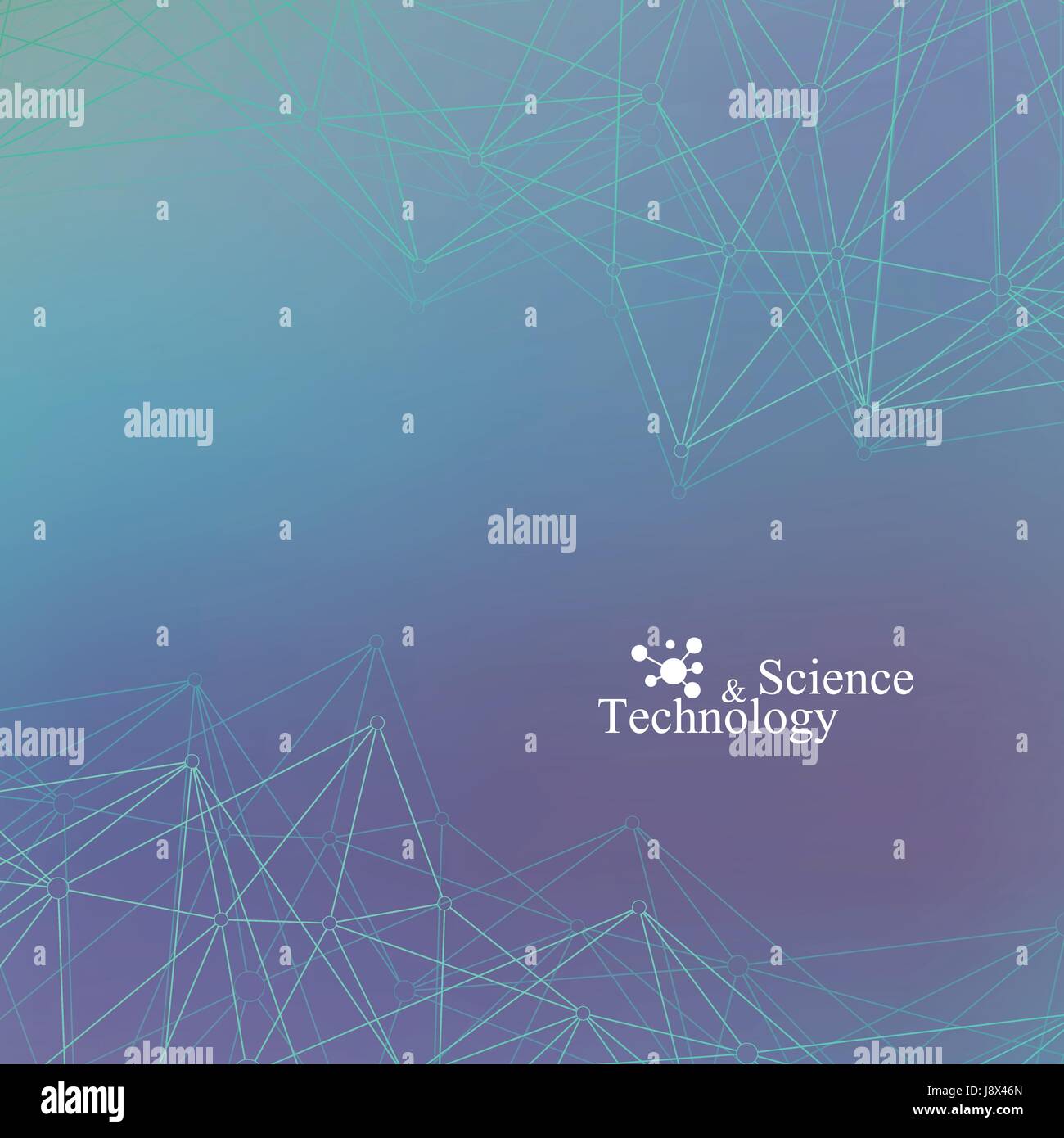 Grafica geometrica molecola di sfondo e di comunicazione. Linee collegate con punti. Concetto di scienza, chimica, biologia, medicina, tecnologia. Illustrazione Vettoriale Illustrazione Vettoriale