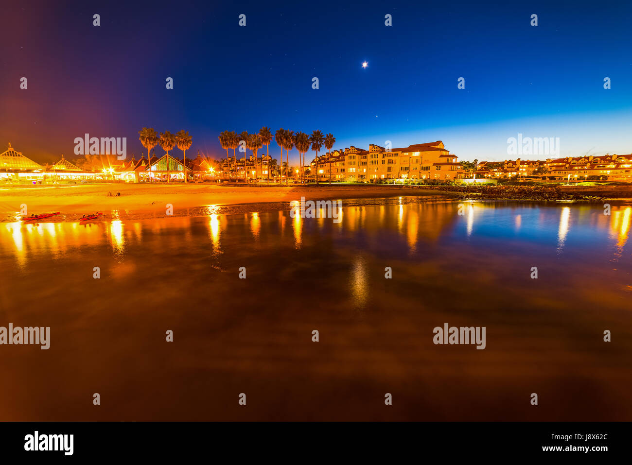 Coronado Beach visto di notte, California Foto Stock
