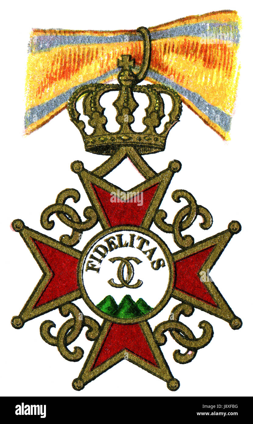 Croce, lealtà, monogramma, cavaliere, ordine, emblema, croce, vintage, Germania, Foto Stock