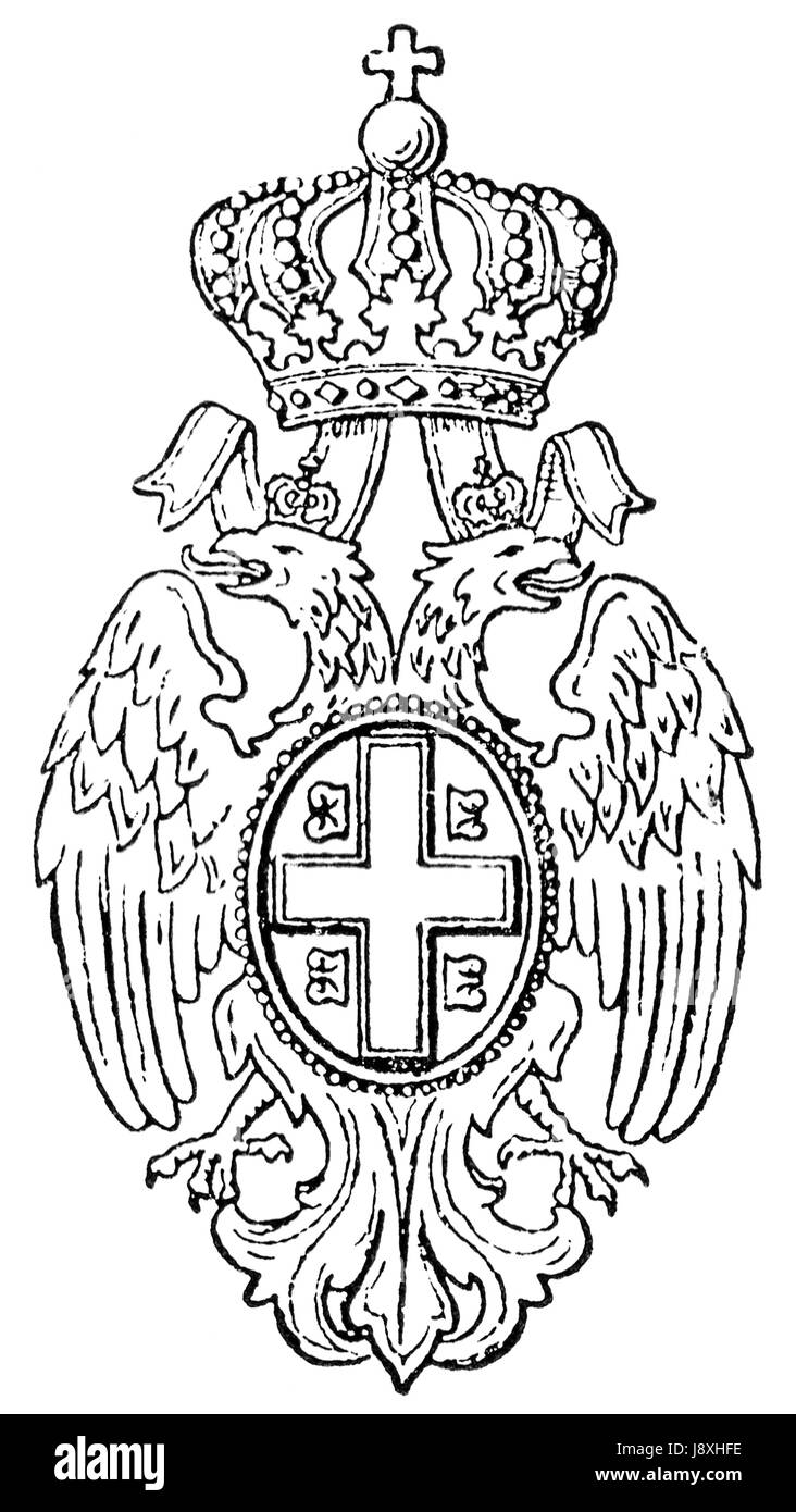 L'imperatore, il re, Jugoslavia, unito, monogramma, serbia, ordine, emblema, croce, Foto Stock