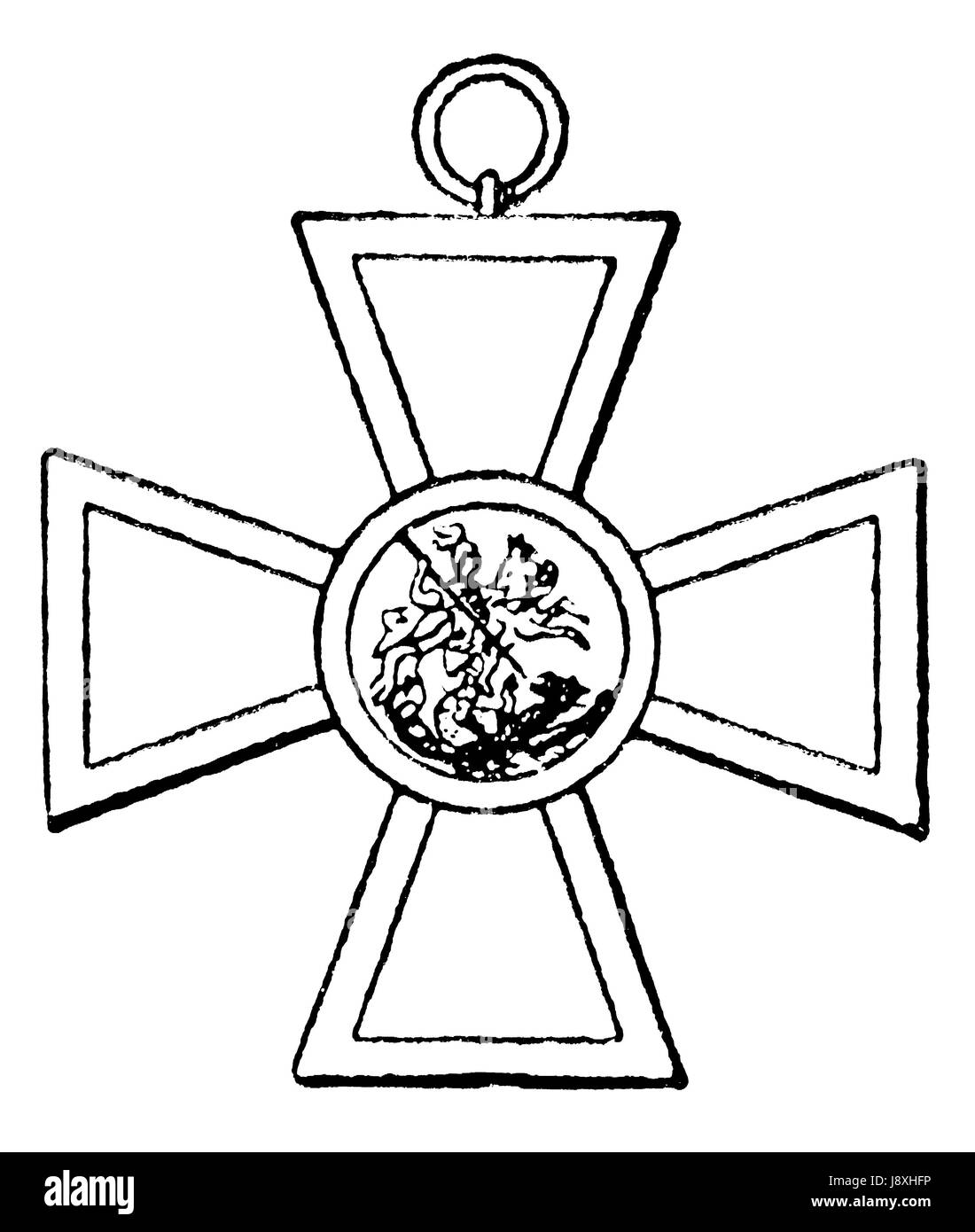 Saint, militare, George, trionfante, santo, sacro ordine, emblema, croce, nero, Foto Stock