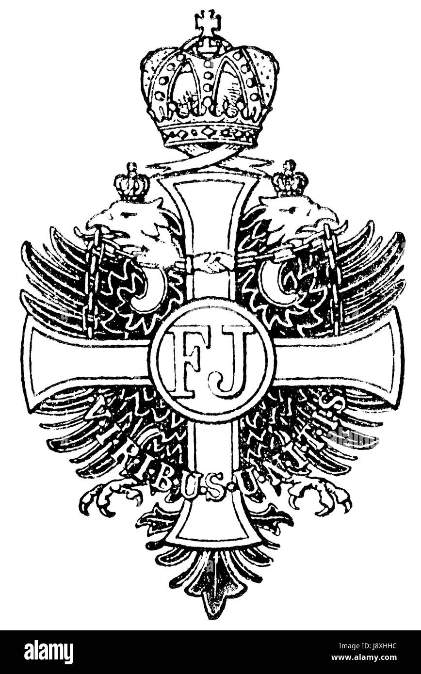 Catena, onore, Eagle, Giuseppe, austriaca, imperial, ordine, emblema, croce, nero, Foto Stock