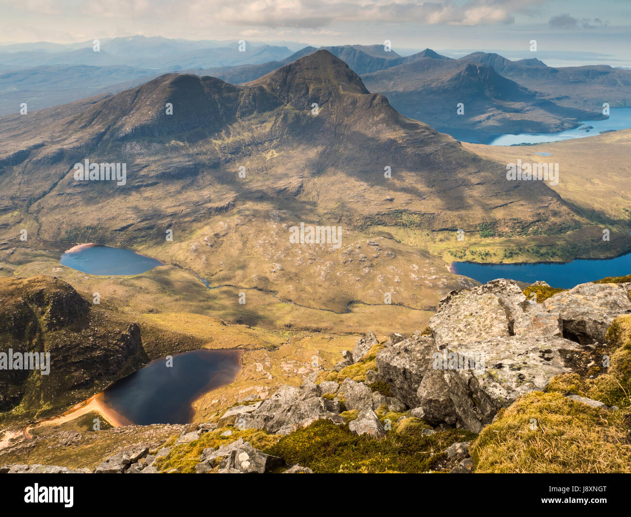 Cul Beag e il deserto di Coigach visto dal Cul Mor Foto Stock