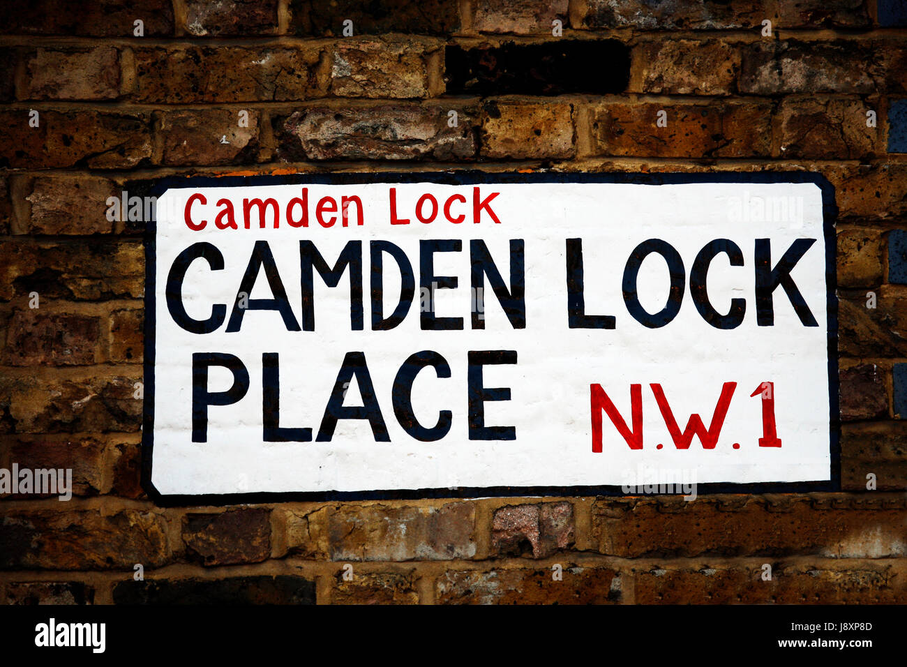 London Street segno, Camden Lock posto in Camden Town, Borough di Camden Foto Stock