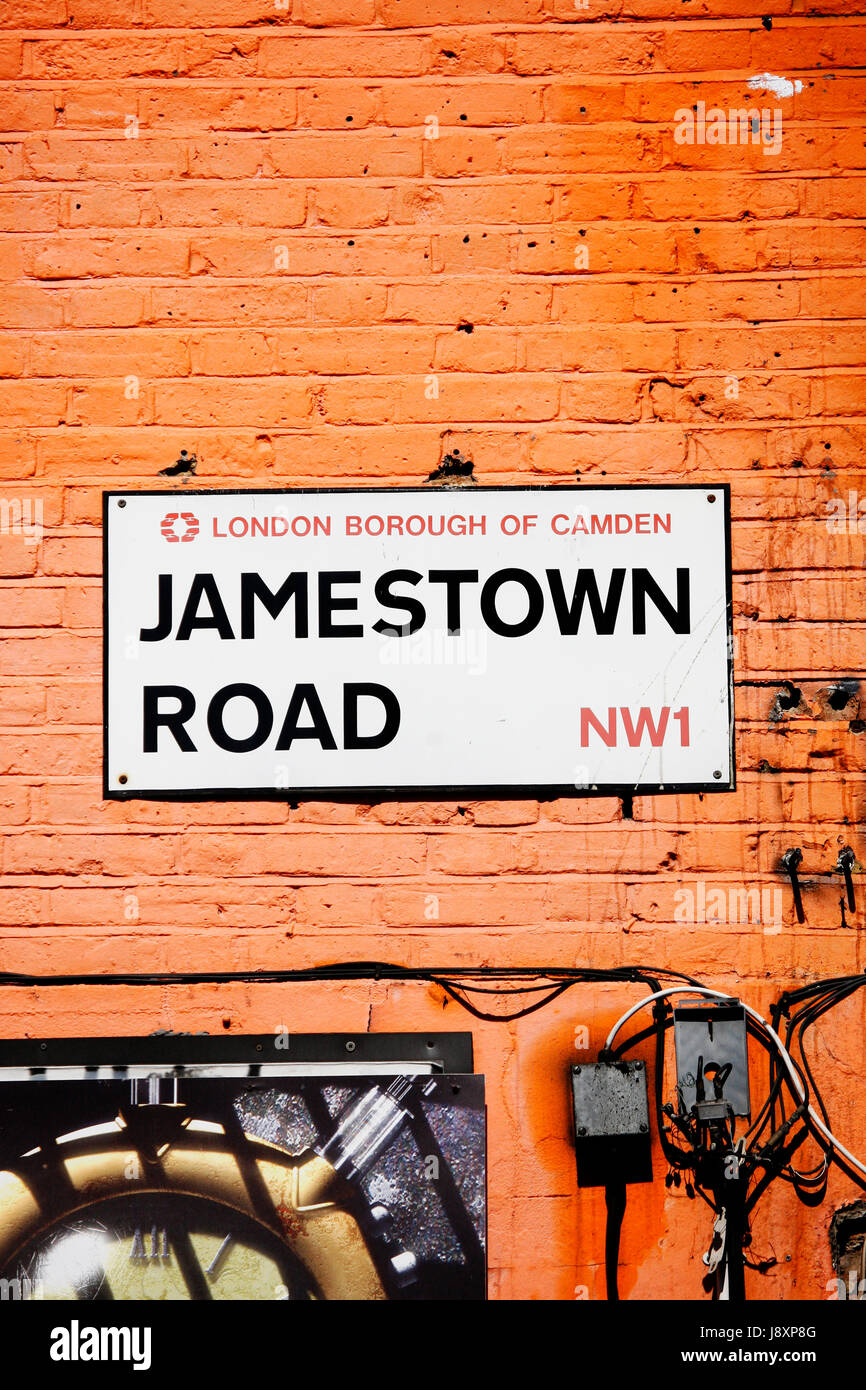 London Street segno, Jamestown Road di Camden Town, Borough di Camden Foto Stock