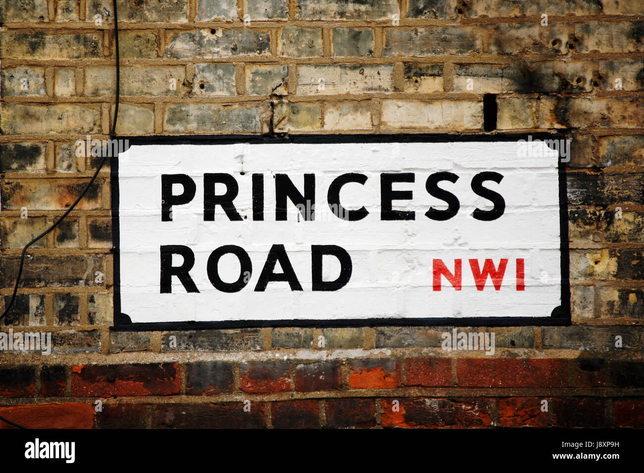 Princess Road, London Street segno, Borough di Camden Foto Stock