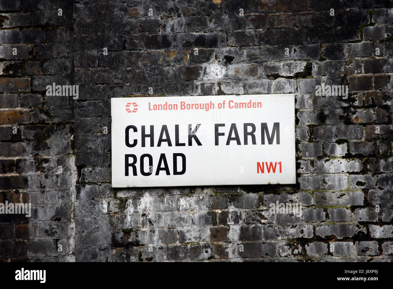 Chalk Farm Road, London Street segno, Borough di Camden Foto Stock