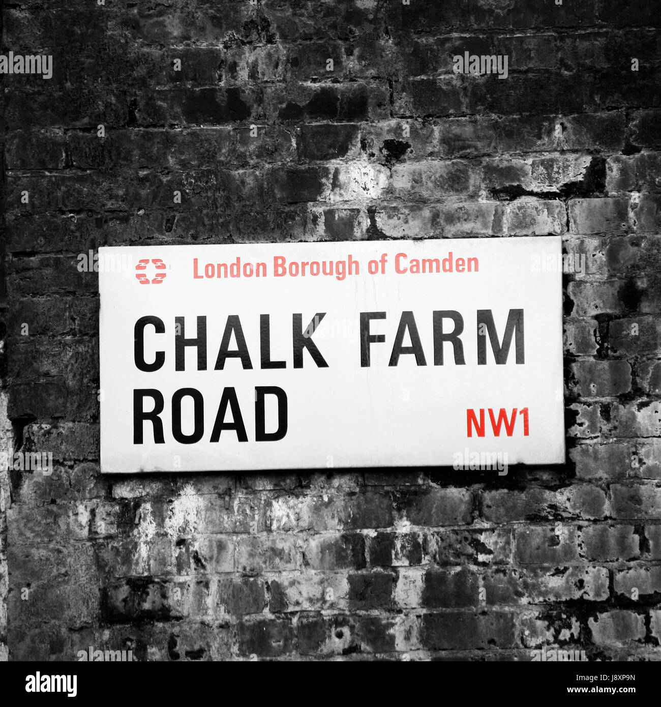 Chalk Farm Road, London Street segno, Borough di Camden Foto Stock