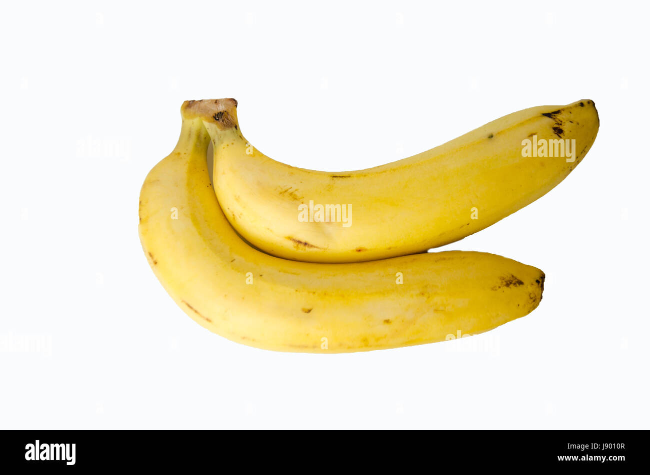 Banana giallo su sfondo bianco Foto Stock