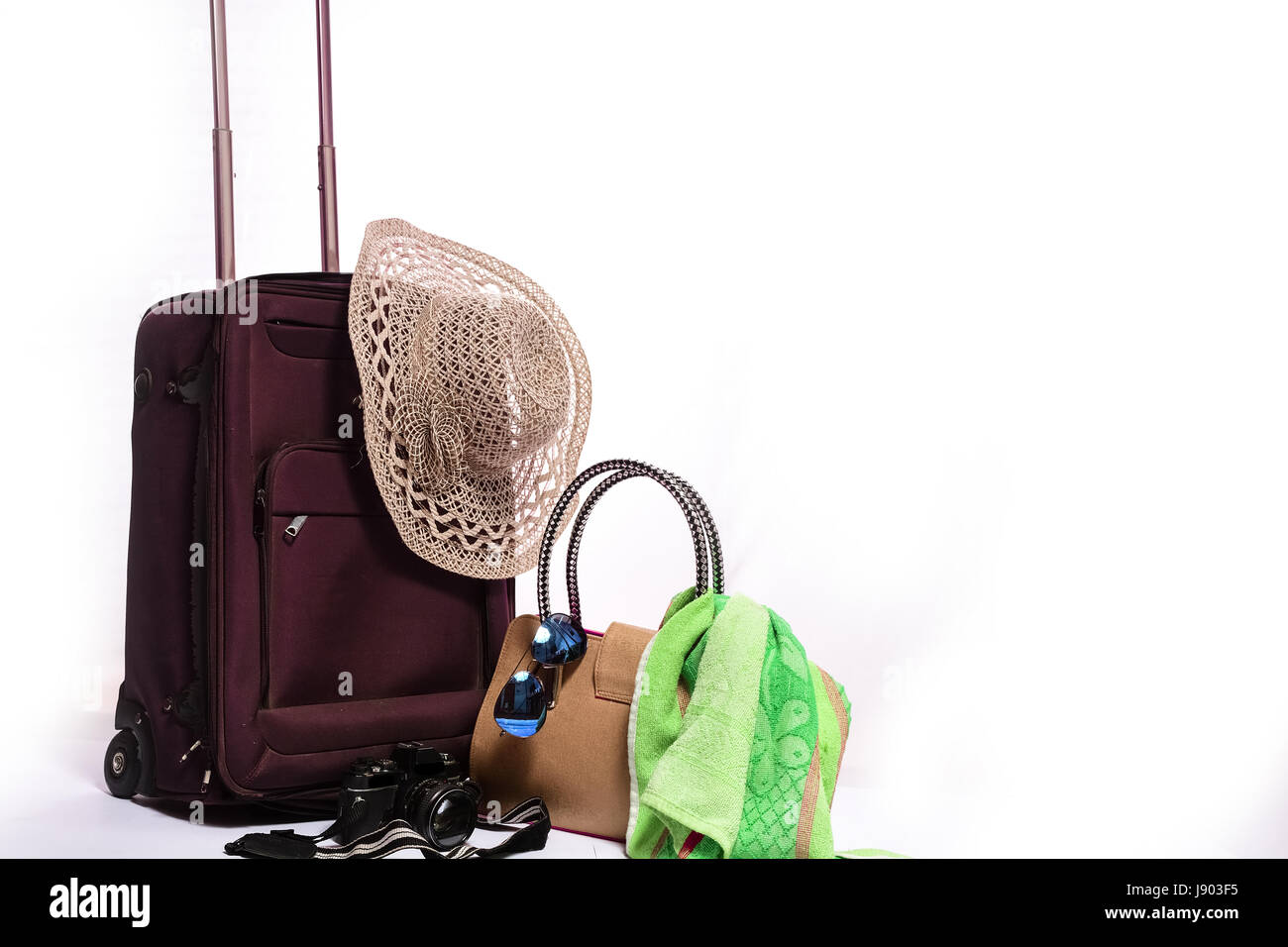 Valigia trolley su bianco Foto Stock