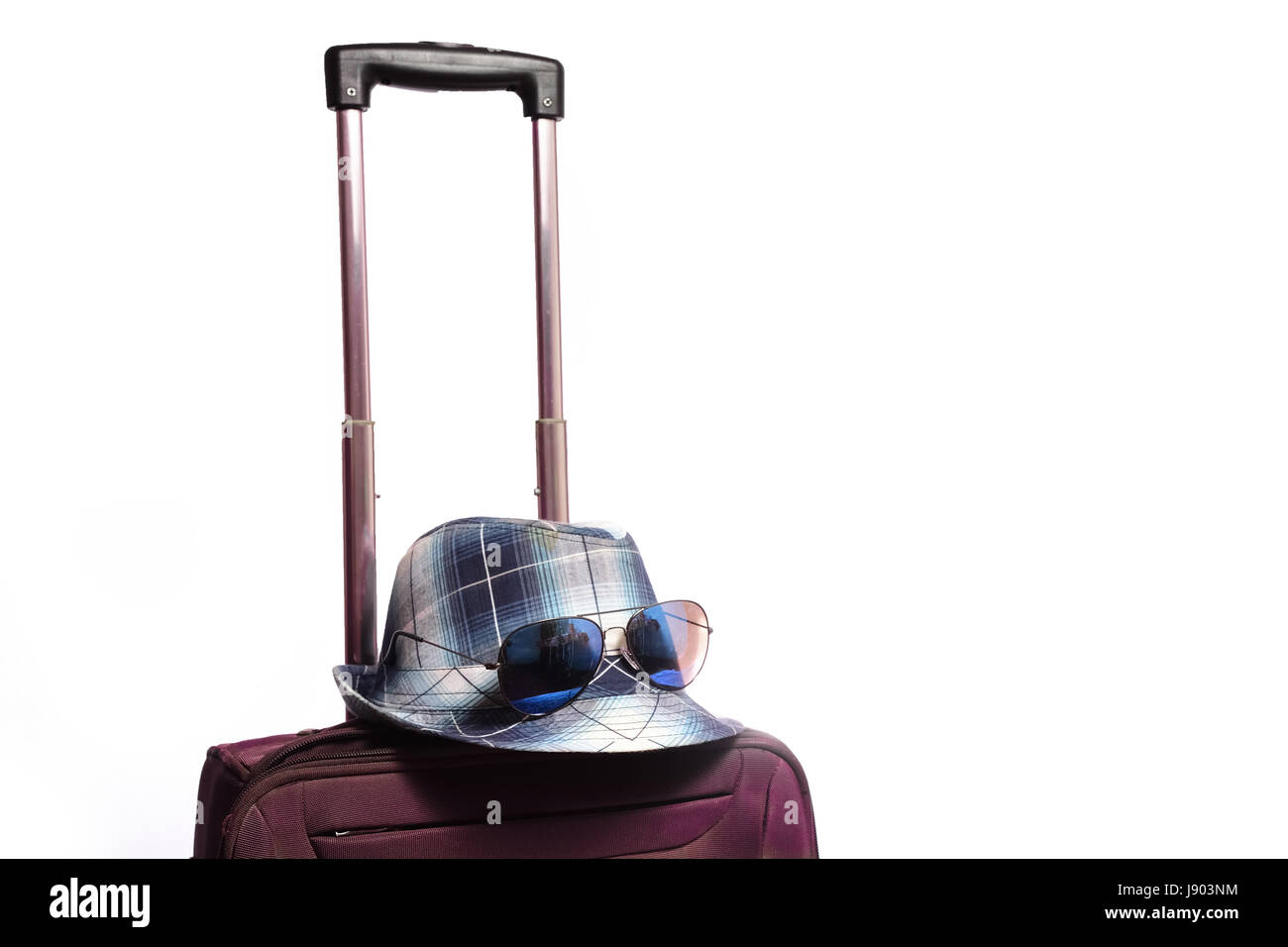 Valigia trolley su bianco Foto Stock