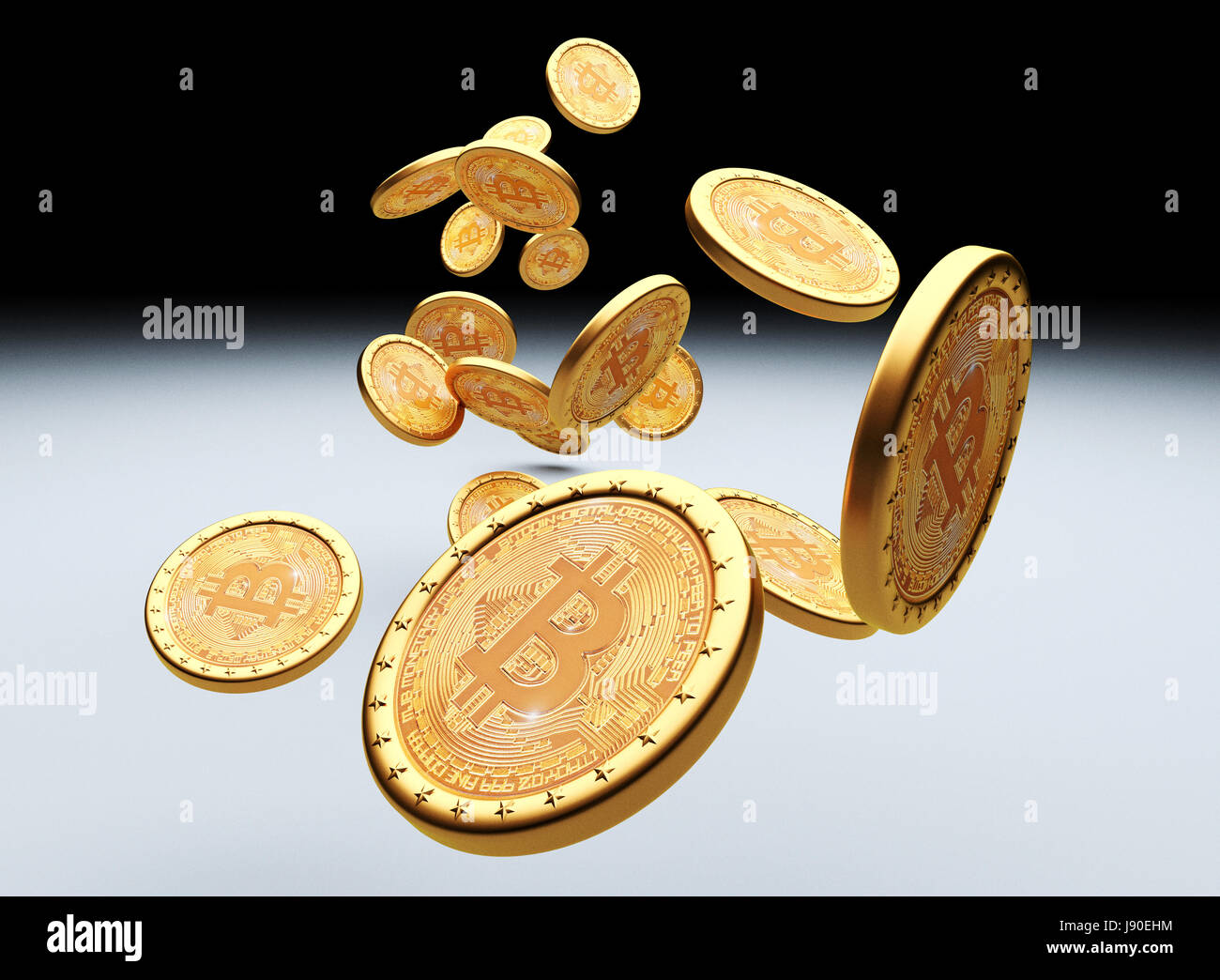 Bitcoin medaglia d'oro 3d rendering immagine Foto Stock