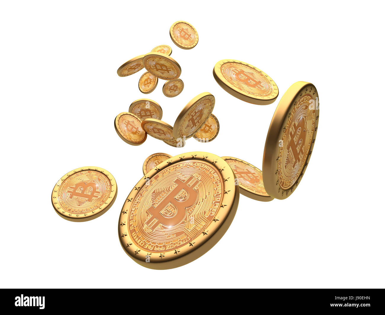 Bitcoin medaglia d'oro 3d rendering immagine Foto Stock