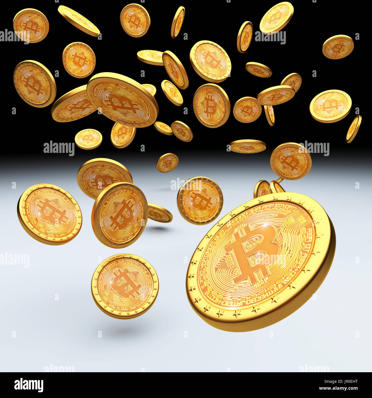 Bitcoin medaglia d'oro 3d rendering immagine Foto Stock