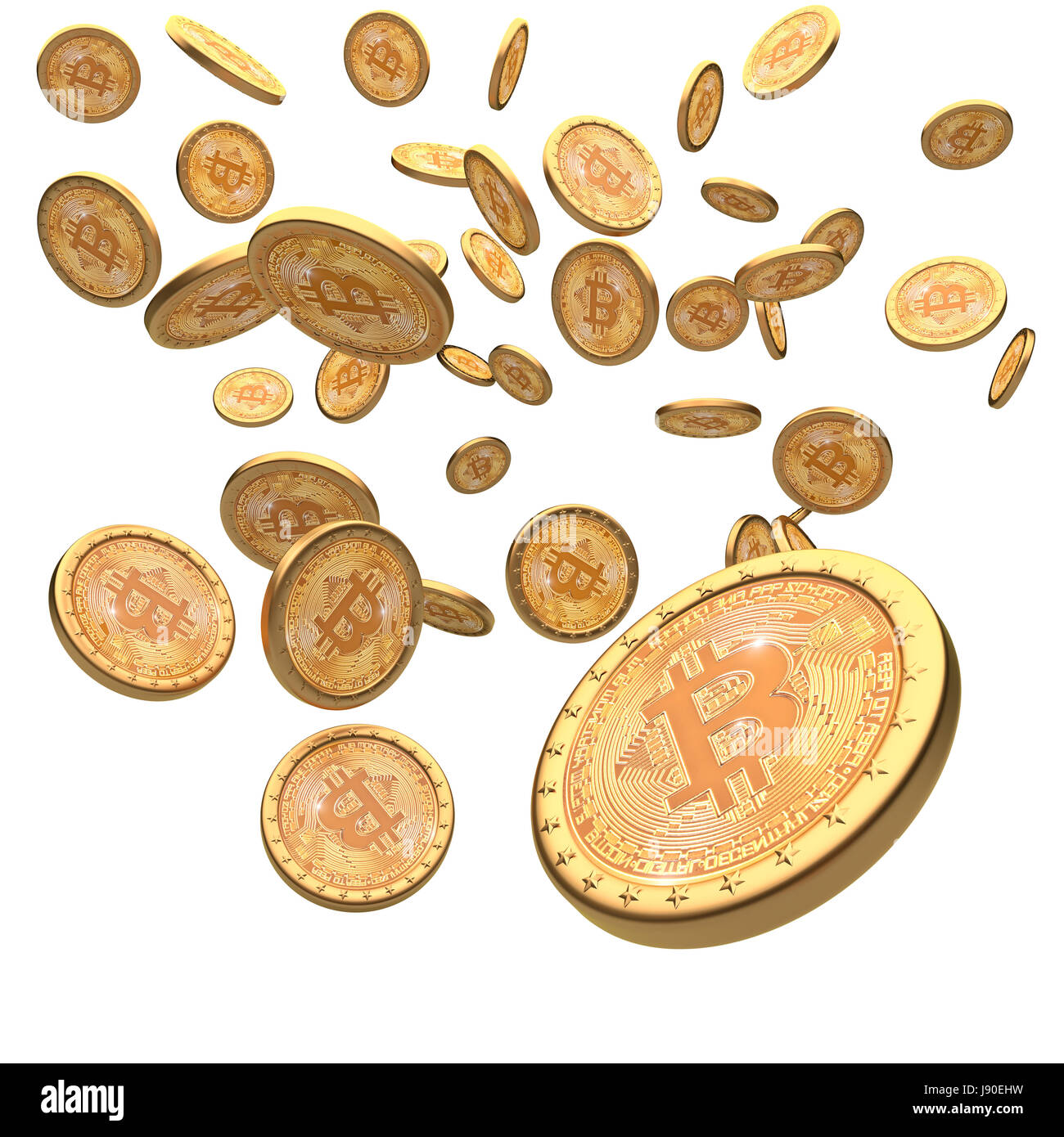 Bitcoin medaglia d'oro 3d rendering immagine Foto Stock