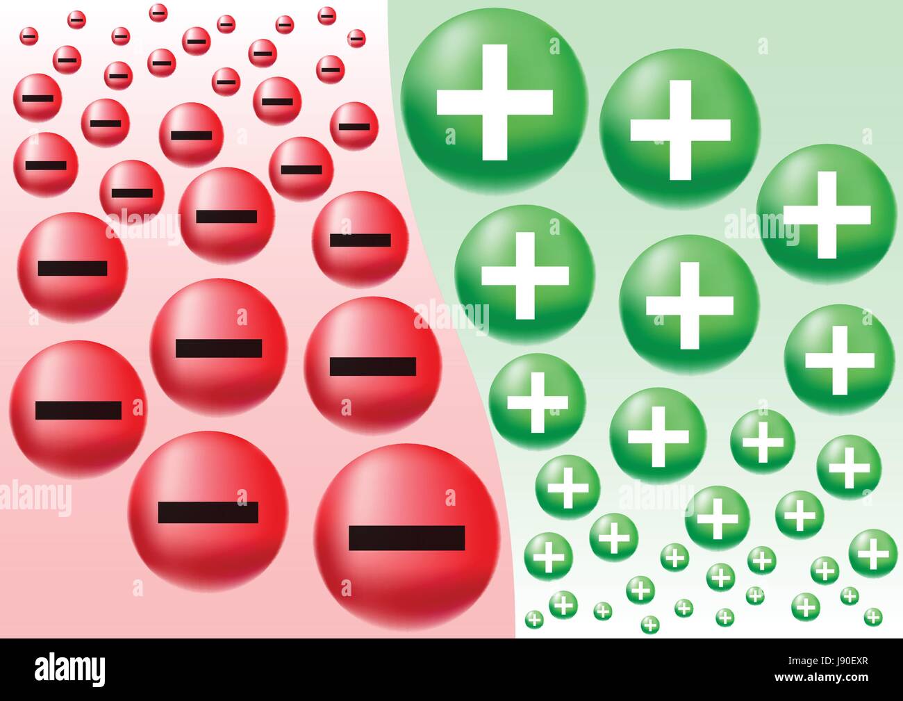 Business Attitude concetto progettato come il potere di negatività e positività Illustrazione Vettoriale