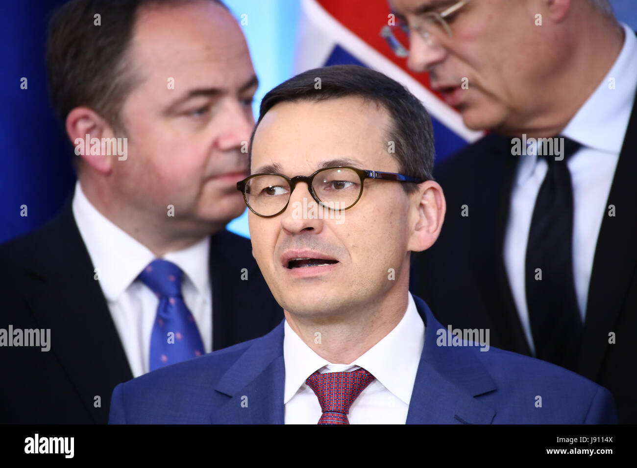 Polonia - Varsavia, 31 maggio 2017: il primo ministro Beata Szydlo e il Primo ministro Robert Fico conferenza in attesa sul governo Polish-Slovakian consultazioni. ©Jake Ratz/Alamy Live News Foto Stock