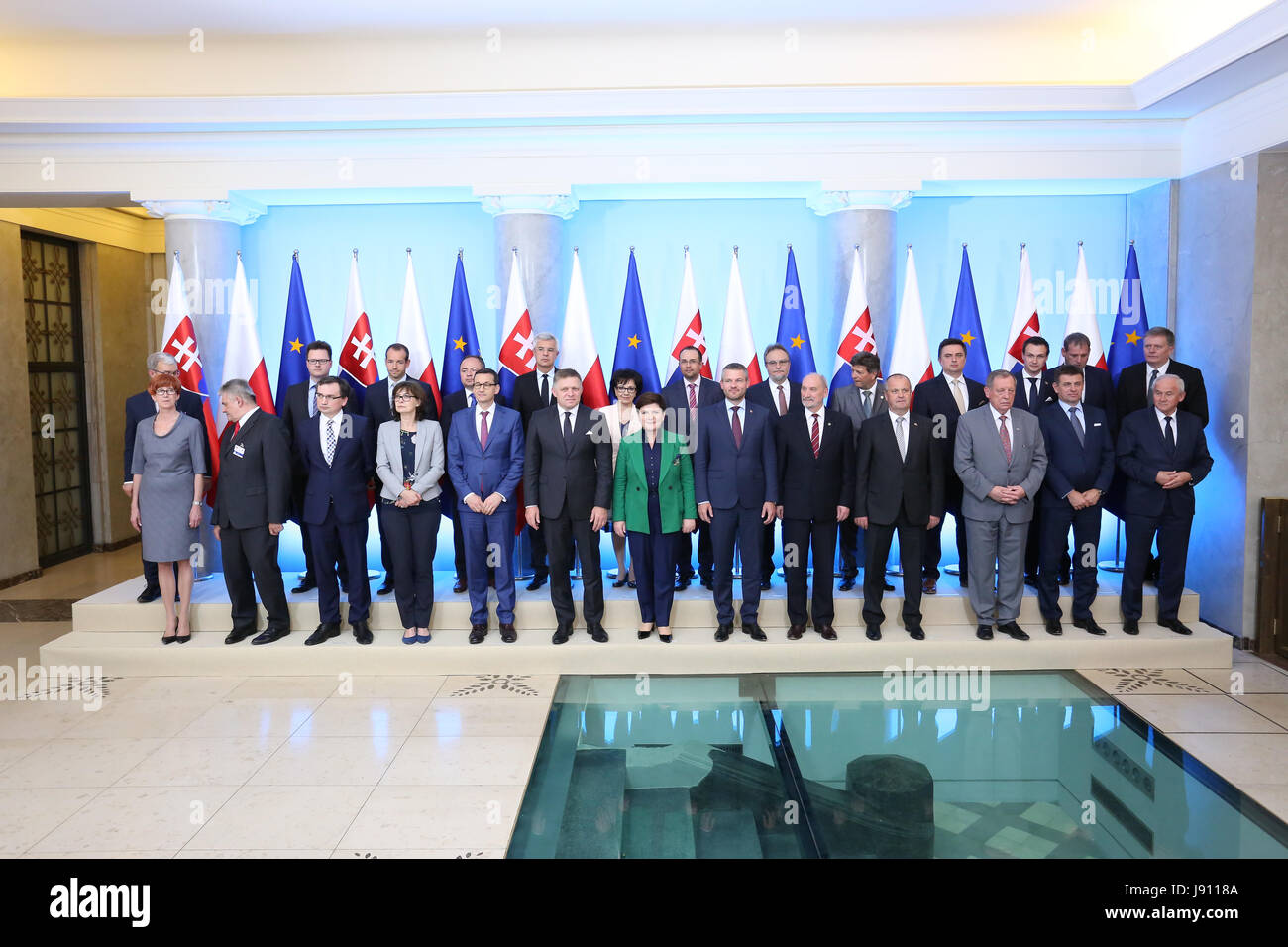 Polonia - Varsavia, 31 maggio 2017: il primo ministro Beata Szydlo e il Primo ministro Robert Fico conferenza in attesa sul governo Polish-Slovakian consultazioni. ©Jake Ratz/Alamy Live News Foto Stock