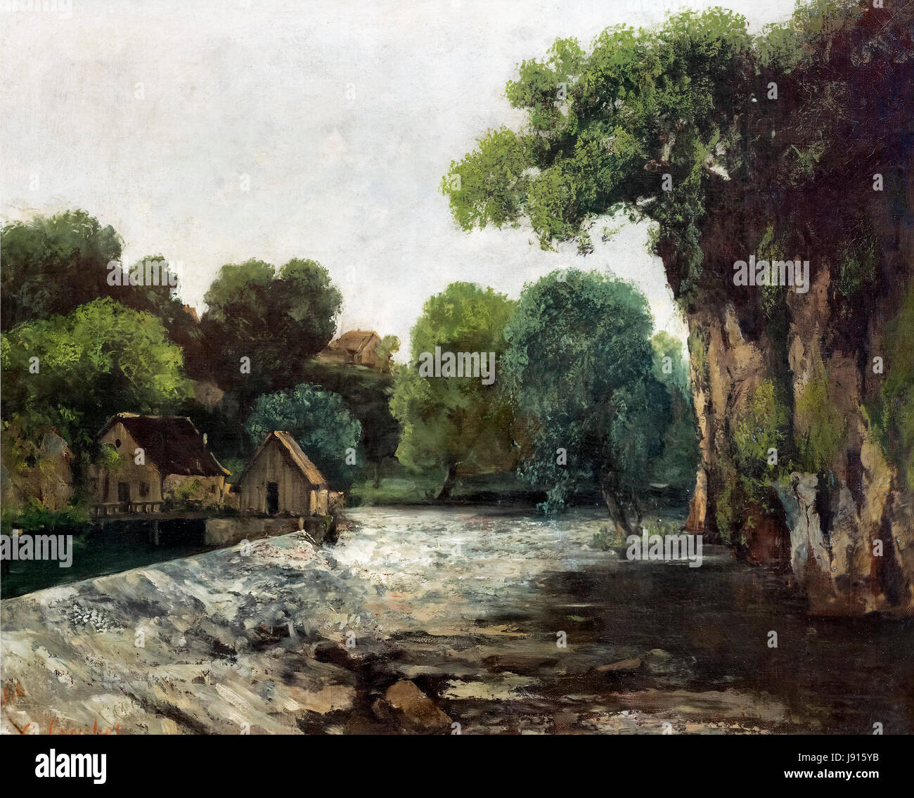 'L'Weir presso il mulino" (L'écluse de la Loue) da Gustave Courbet (1819-1877), olio su tela, 1866 Foto Stock 'L'Weir presso il mulino" (L'écluse de la Loue) da Gustave Courbet (1819-1877), olio su tela, 1866 Foto Stock