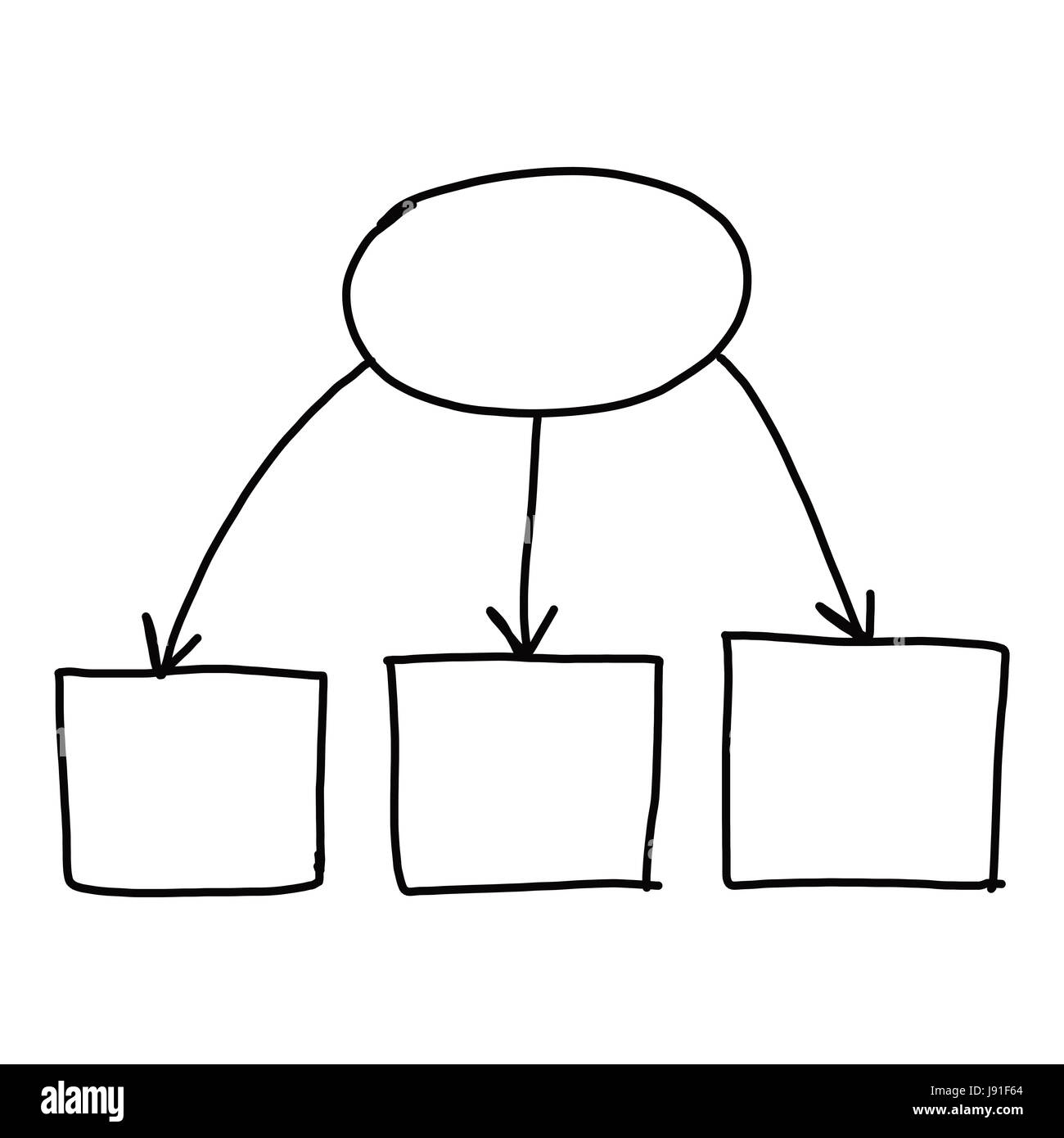 Mano di imprenditore di grafica di disegno a simboli forme geometriche grafico per le informazioni di input concetto su sfondo bianco. Foto Stock