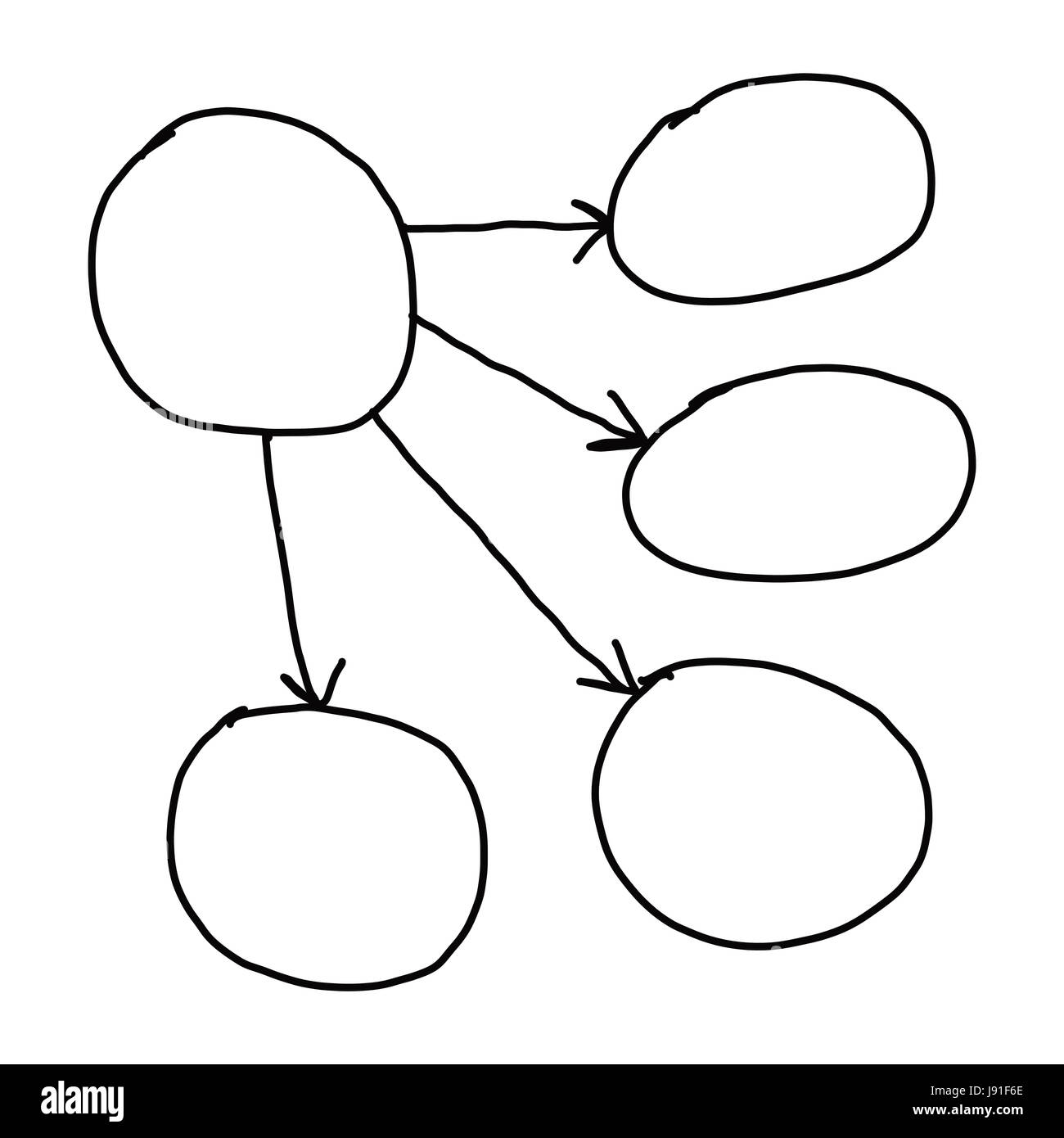 Mano di imprenditore di grafica di disegno a simboli forme geometriche grafico per le informazioni di input concetto su sfondo bianco. Foto Stock
