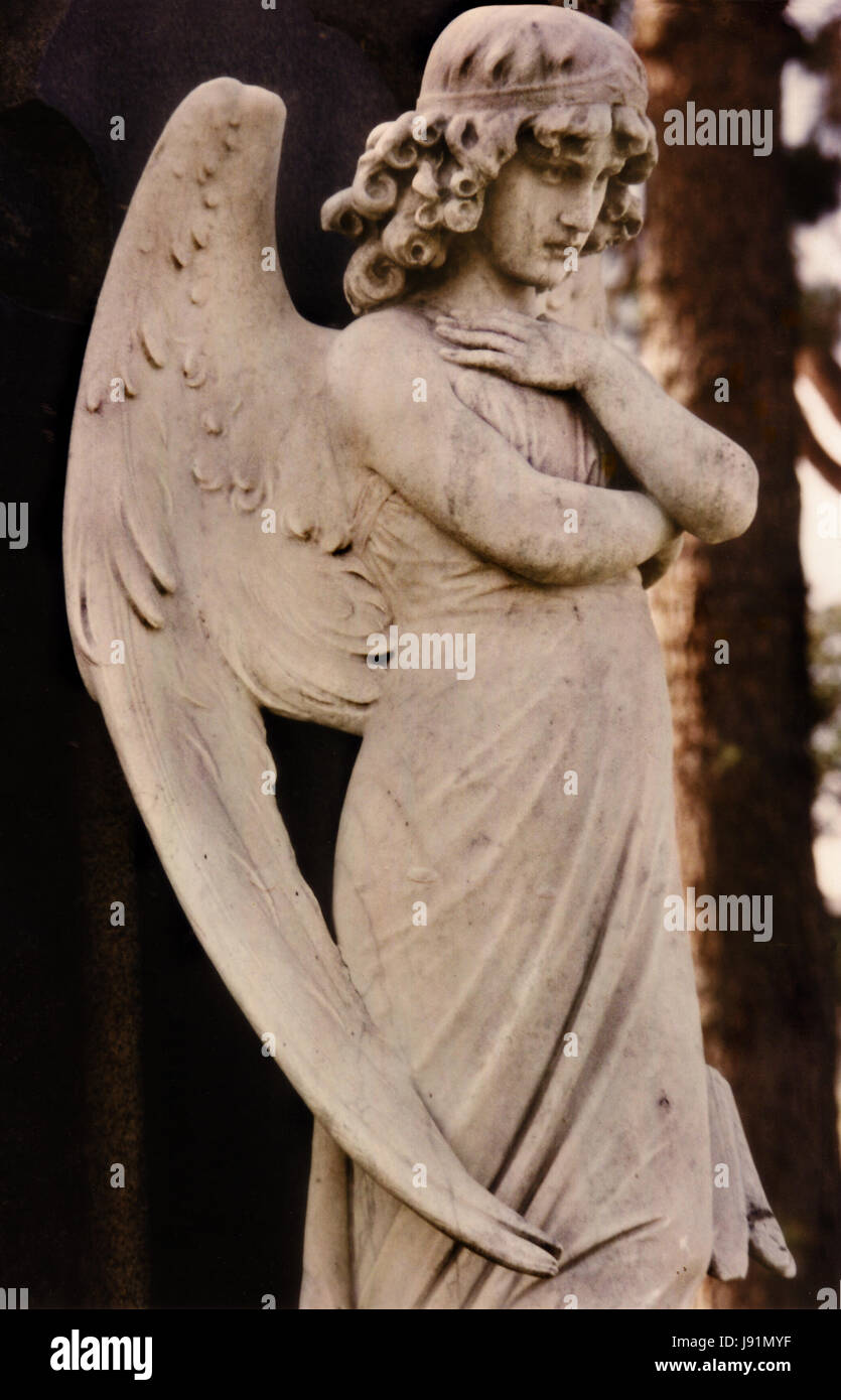 Angelo statua nel cimitero Foto Stock