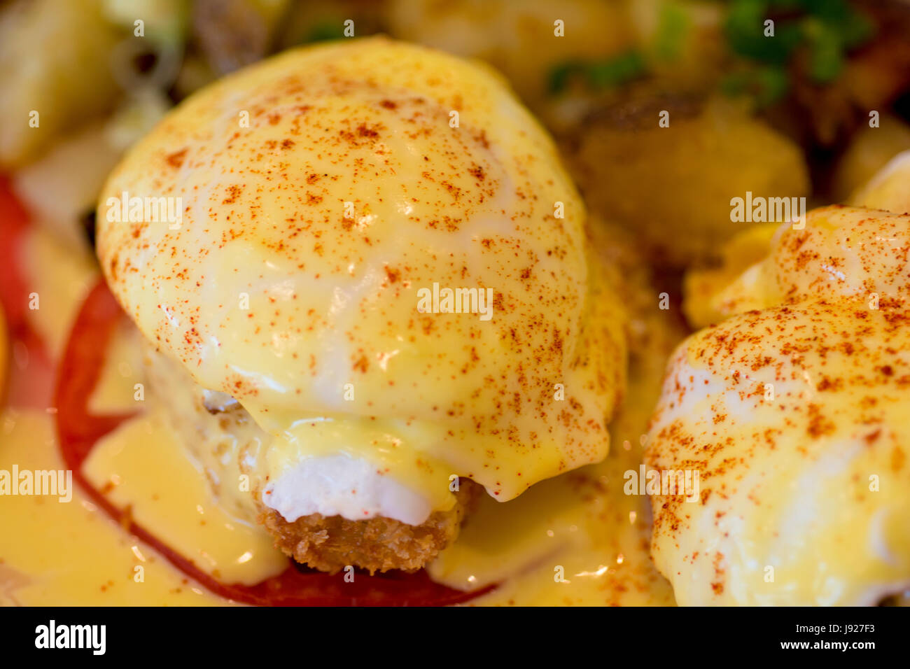 Uova Benedict prima colazione Foto Stock