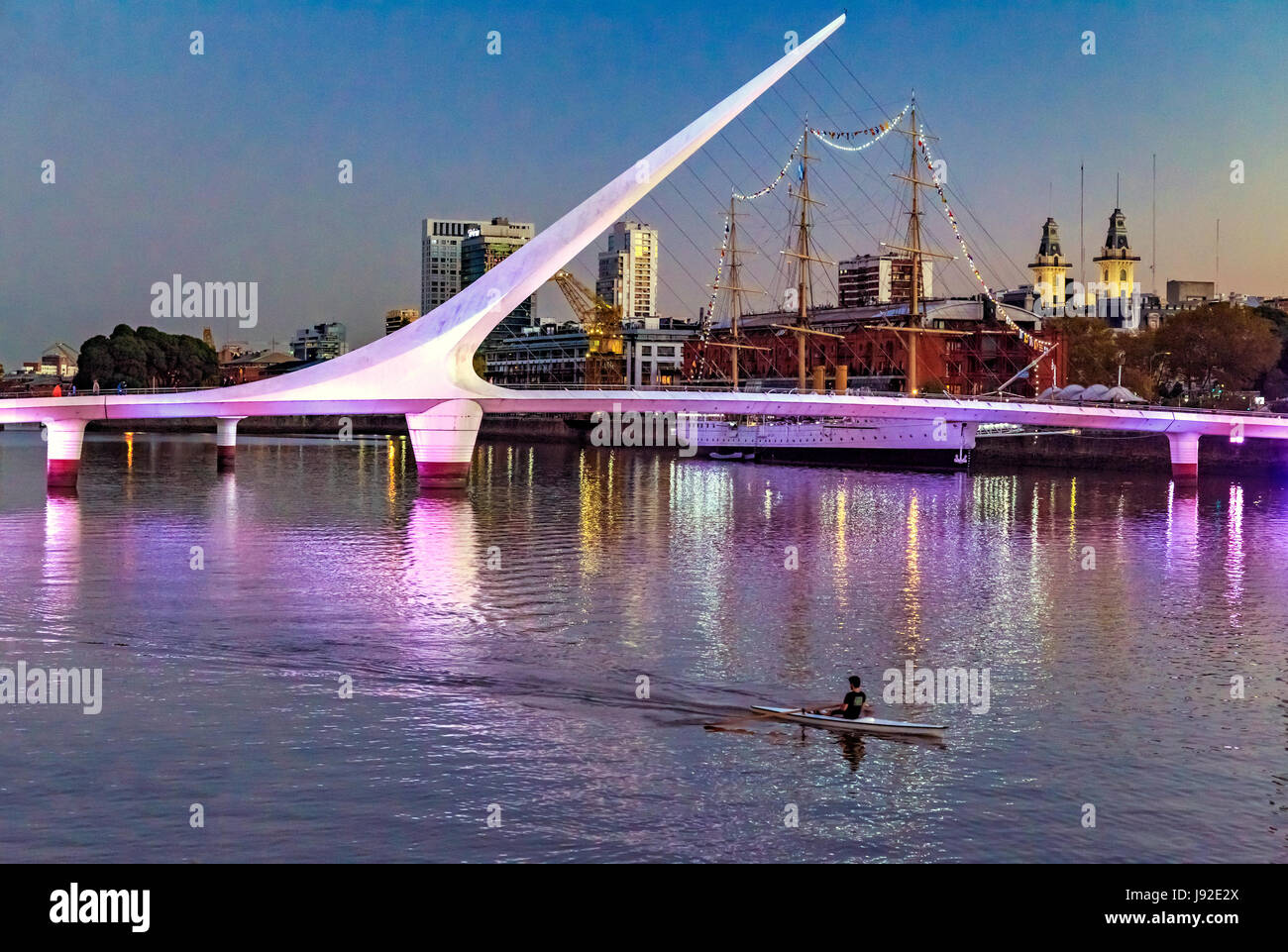 Ponte della donna. (Puente de la mujer), dall'Arch. Calatrava. A Puerto Madero Buenos Aires, Argentina Foto Stock