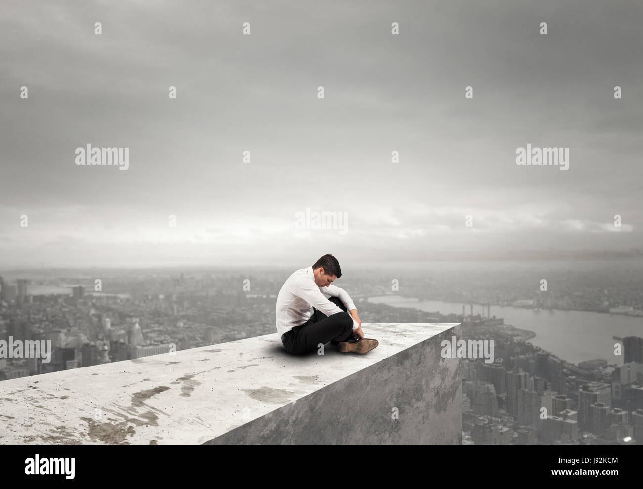Solo imprenditore disperato. La solitudine e il concetto di errore Foto Stock