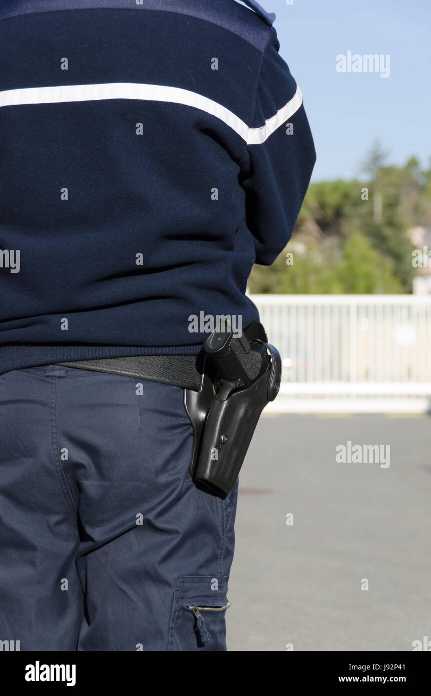 Uniforme, servire, proteggere, protezione, poliziotto, francese, Polizia, ordine, uniforme, Foto Stock