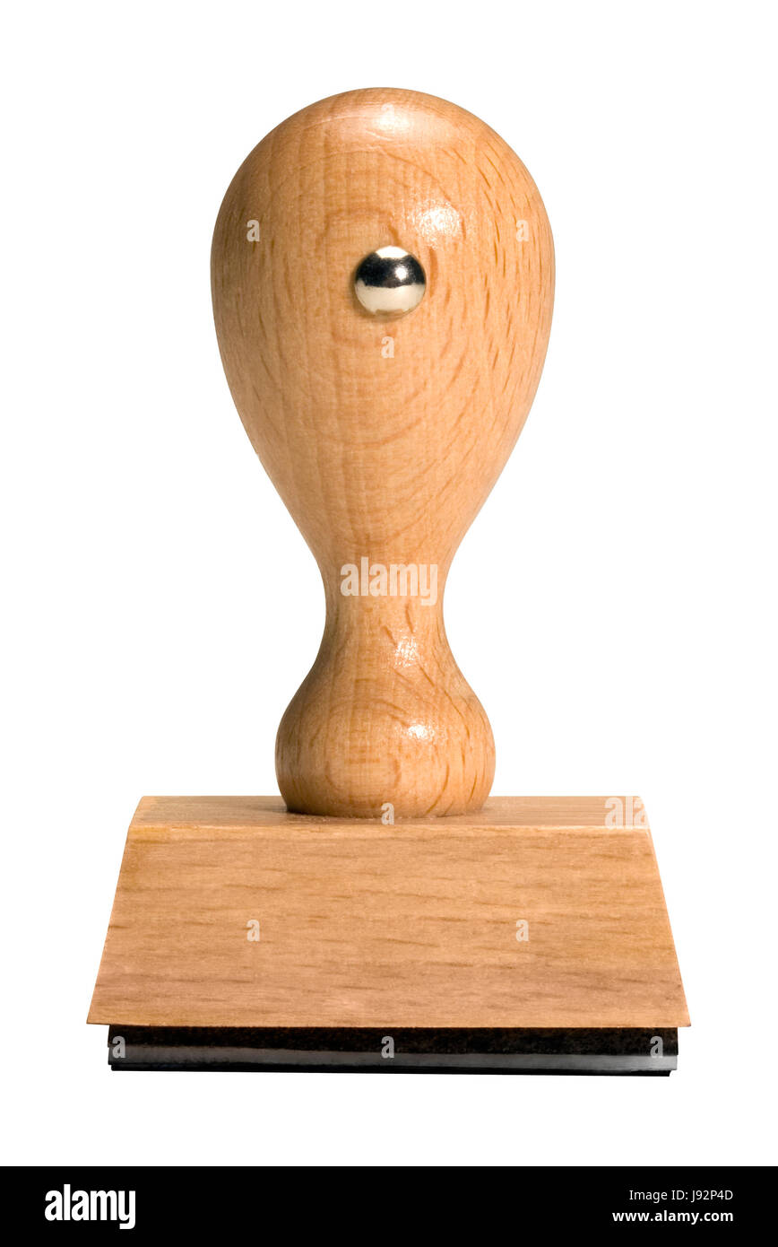 Legno, timbro di forniture per uffici e autorità, segno, segnale, legno, timbro, la stampa tipografica Foto Stock