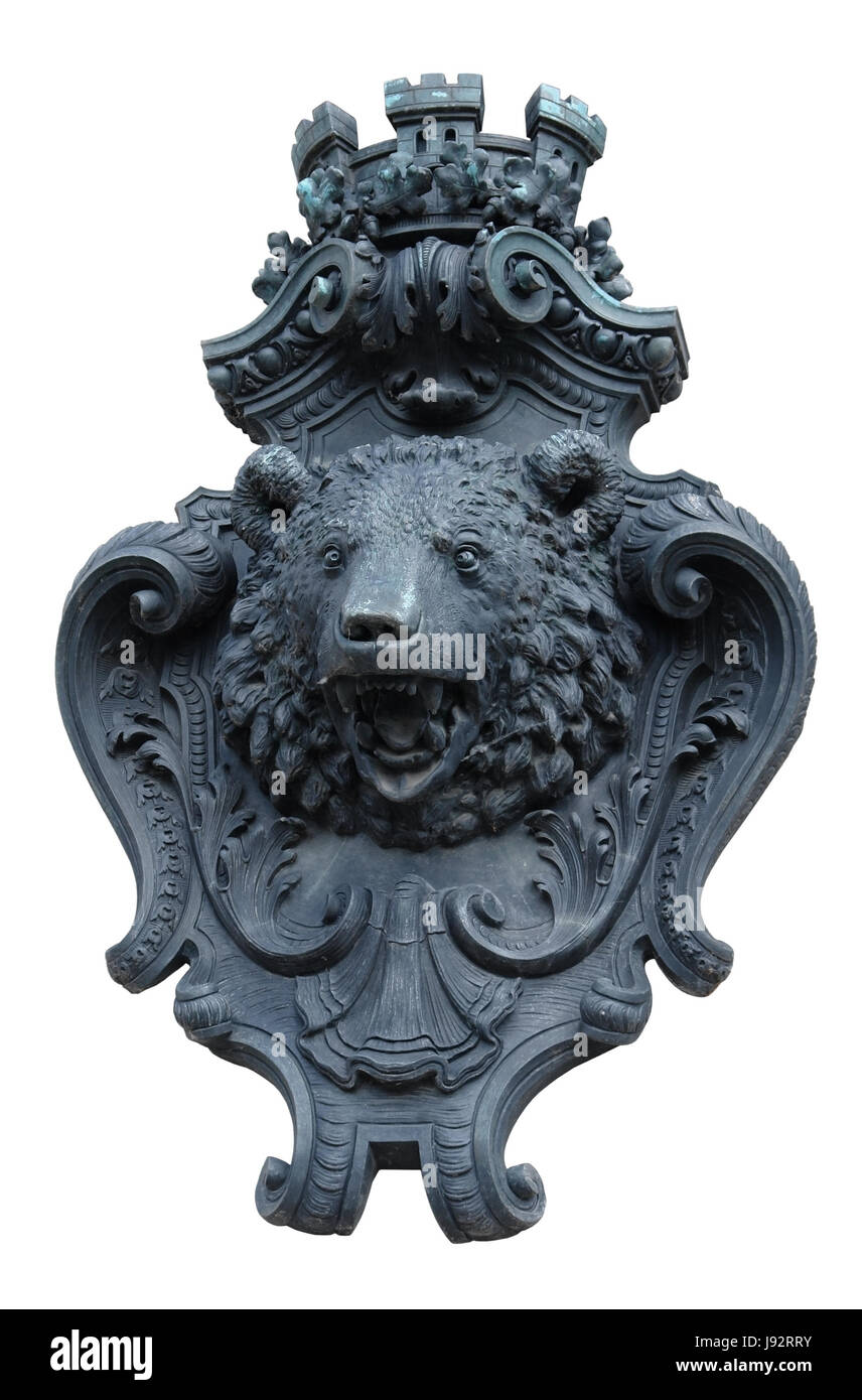 Bear, scultura, emblema, design, sagomatura, formazione, modello di forma, figura, Foto Stock