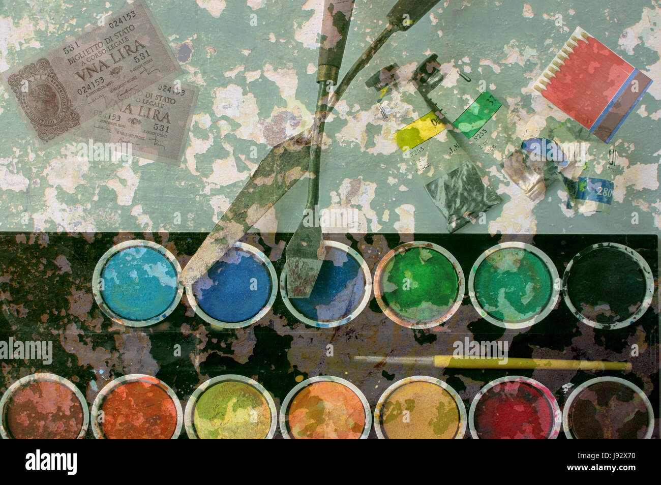 Pittura, vintage, disegno, foto, foto, immagine, copia la deduzione, retro Foto Stock