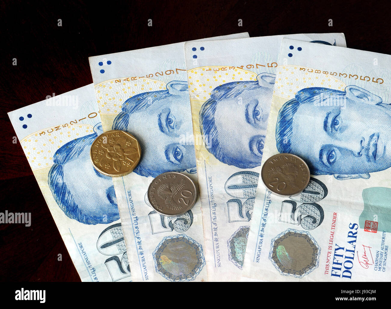 Dollaro, dollari, monete, Singapore, banconote, dollaro, dollari, dettaglio, ricchezza, Foto Stock
