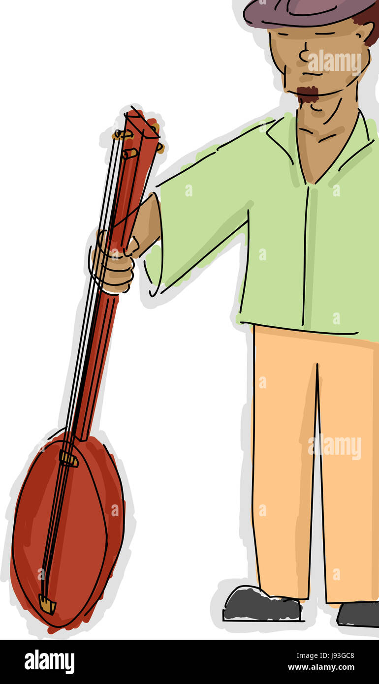 Musica, isolato, musicista, uno, stringhe, banjo player, misurare, strumento, Foto Stock