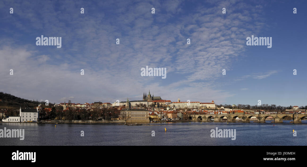 Bridge, Praga, Vista, Vista, Outlook, prospettiva, vista panorama, lookout, Foto Stock
