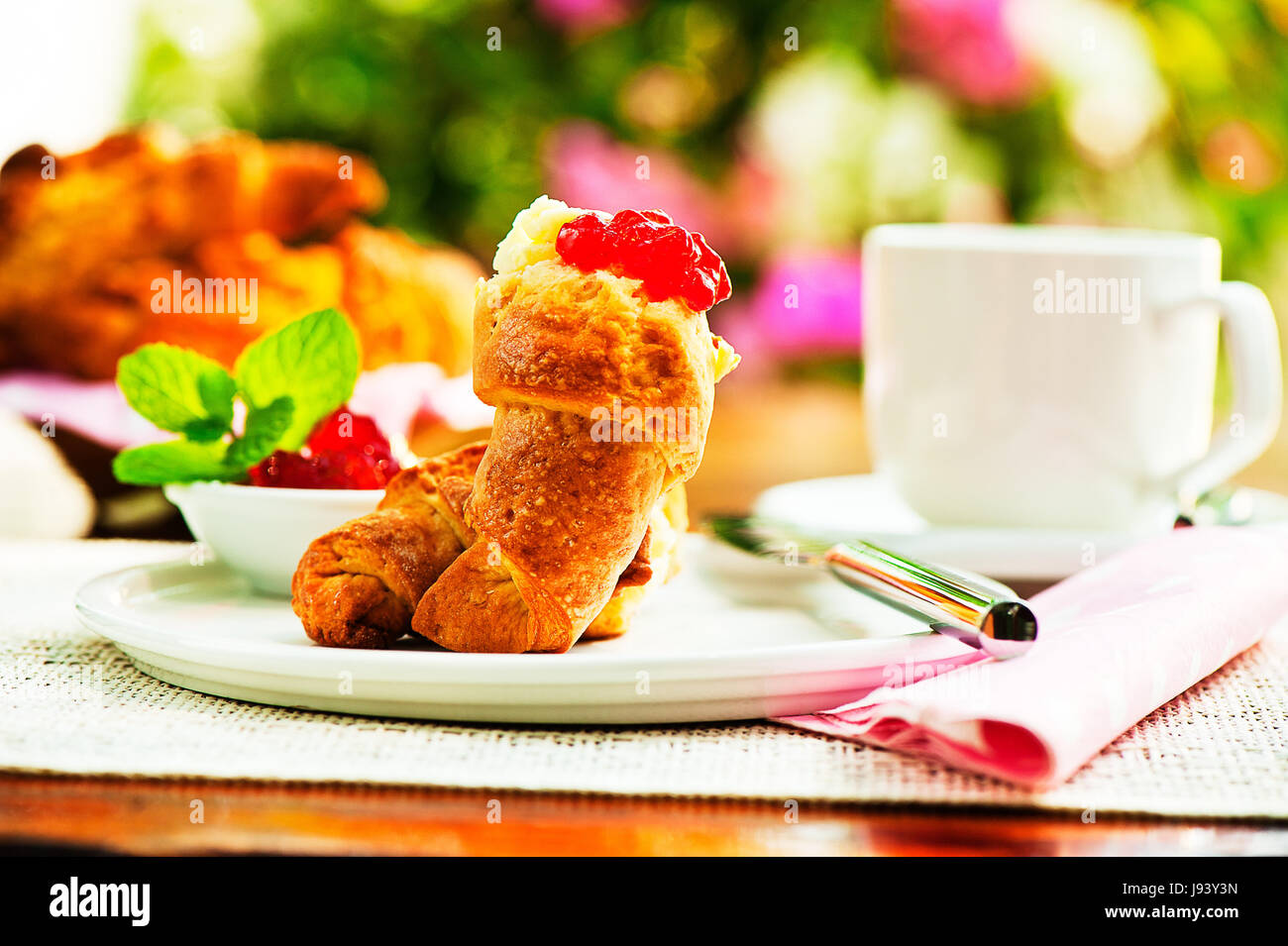 Cibo, aliment, torta, torta, torte, fragola, francese, fatti in casa, snack, Foto Stock