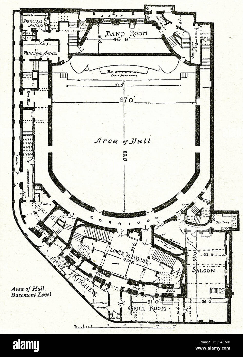 Queens Hall plan Foto Stock