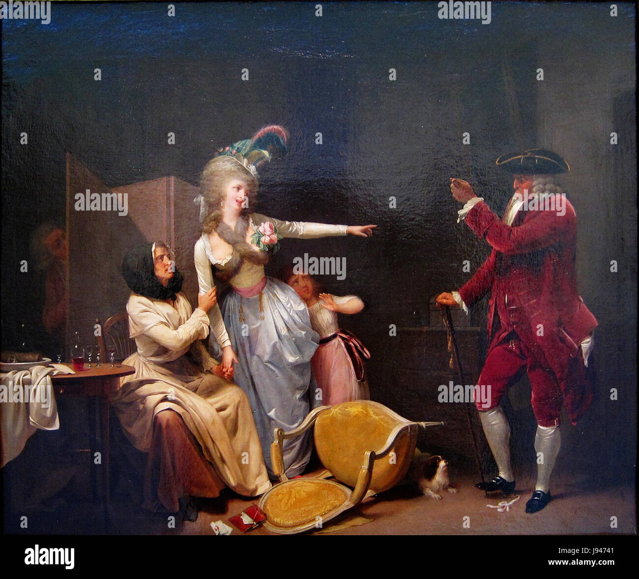 *Vieillard jaloux* (vecchio geloso) è un dipinto dell'artista francese Boilly, che ritrae un uomo anziano consumato dalla gelosia, un tema che riflette le emozioni umane in modo realistico. Le opere di Boilly spesso esploravano la vita quotidiana e l'espressione emotiva. Foto Stock