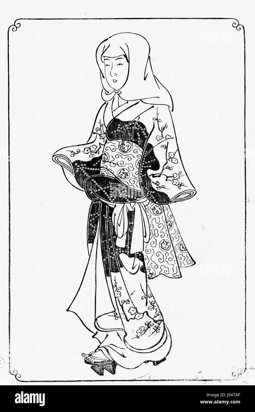 Nishikawa Sukenobu, 1739, Ehon Asakayama,5 gris Foto Stock